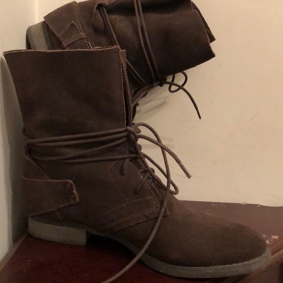 Carlos suede chocolate brown tie boots - Picture 2 of 4